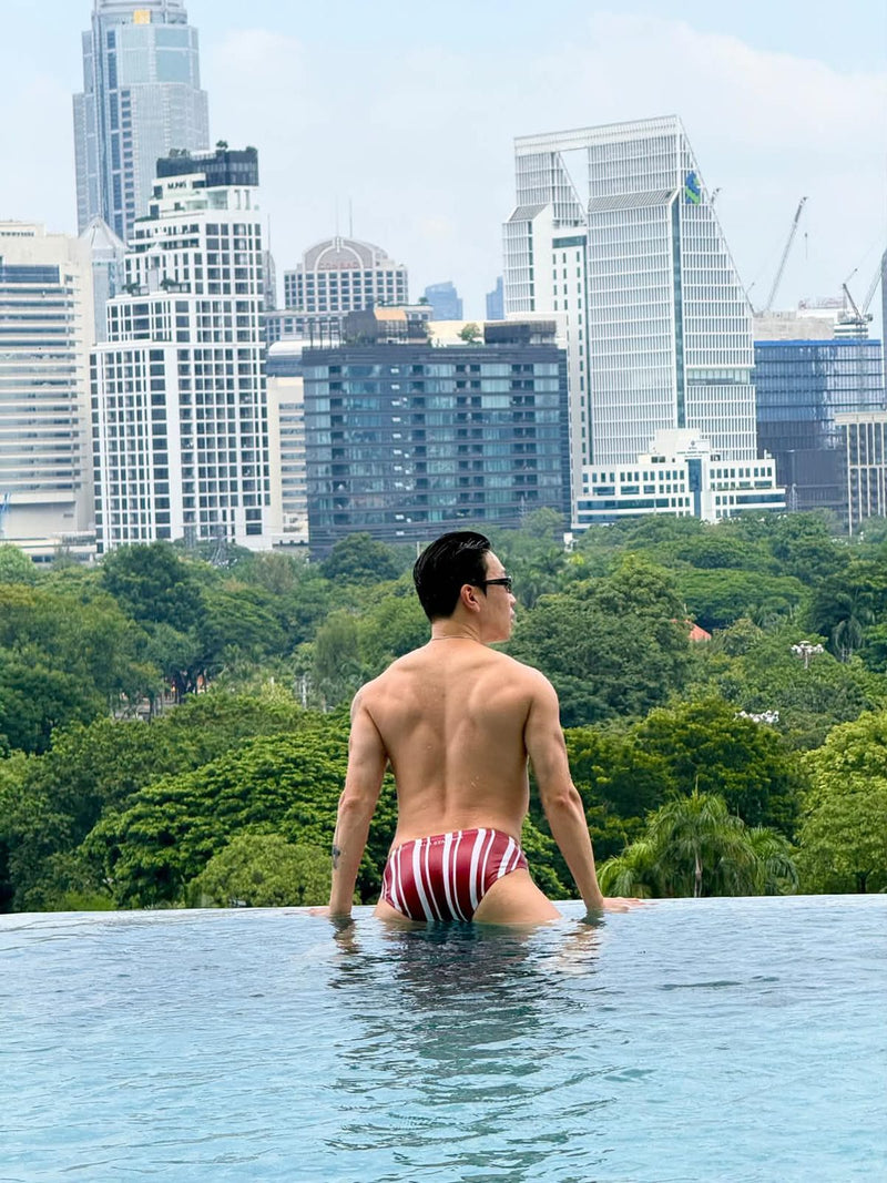 Palm Stallion customer wearing Palm Stallion swim briefs
